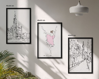 Sada nástenných dekorácií Štýlové baleríny a architektúra