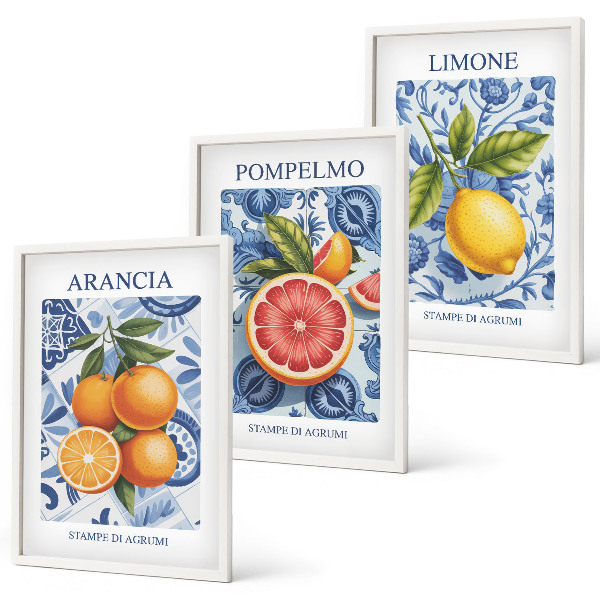 Nástenná galéria Citrusové ovocie Vintage ilustrácie