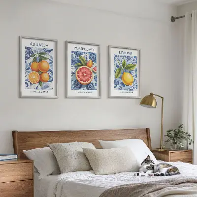 Nástenná galéria vintage ilustrácie s motívom citrusového ovocia