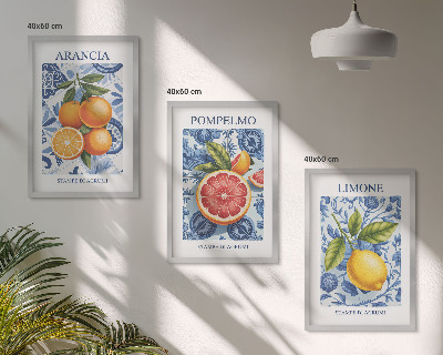 Nástenná galéria Citrusové ovocie Vintage ilustrácie
