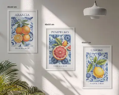 Nástenná galéria vintage ilustrácie s motívom citrusového ovocia
