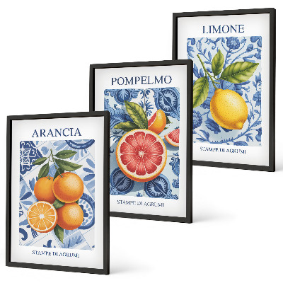 Nástenná galéria Citrusové ovocie Vintage ilustrácie