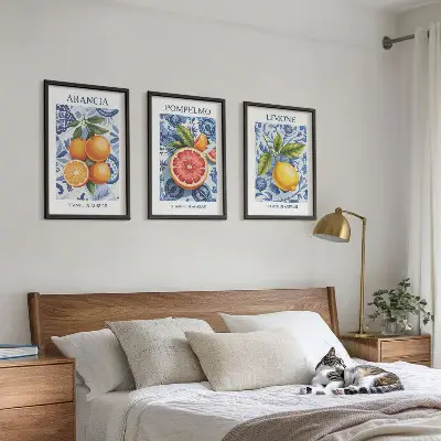 Nástenná galéria vintage ilustrácie s motívom citrusového ovocia