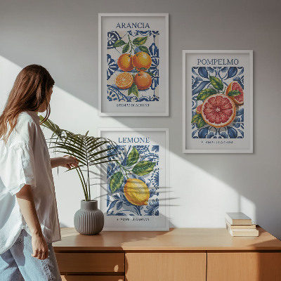 Sada nástenných dekorácií Talianske citrusové módne plagáty
