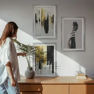 Sada nástenných dekorácií ručne maľované abstraktné vzory