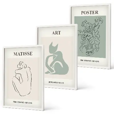 Sada nástenných dekorácií zelenobéžové plagáty v štýle Matisse