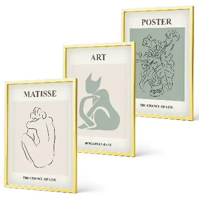 Sada nástenných dekorácií zelenobéžové plagáty v štýle Matisse