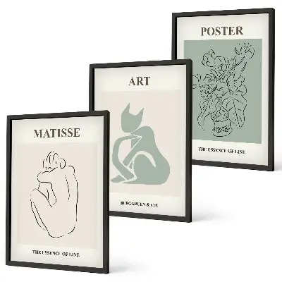 Sada nástenných dekorácií zelenobéžové plagáty v štýle Matisse