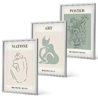 Sada nástenných dekorácií zelenobéžové plagáty v štýle Matisse