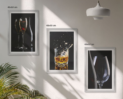Nástenná galéria Poháre vína a whisky na čiernom pozadí