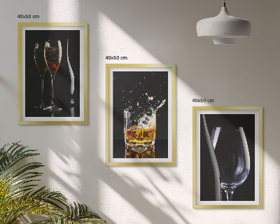 Nástenná galéria Poháre vína a whisky na čiernom pozadí