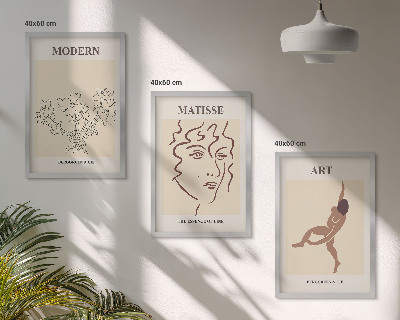 Nástenná galéria Štýlová grafika kvetov a postáv