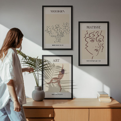 Nástenná galéria Štýlová grafika kvetov a postáv