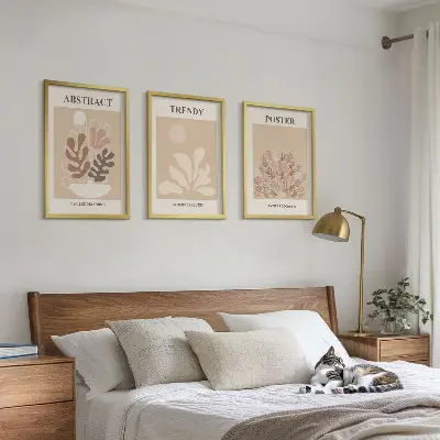 Sada nástenných dekorácií rastlinné motívy v béžovo hnedom prevedení