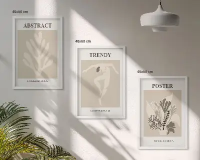 Sada nástenných dekorácií s kvetinovým vzorom v béžovo hnedom prevedení