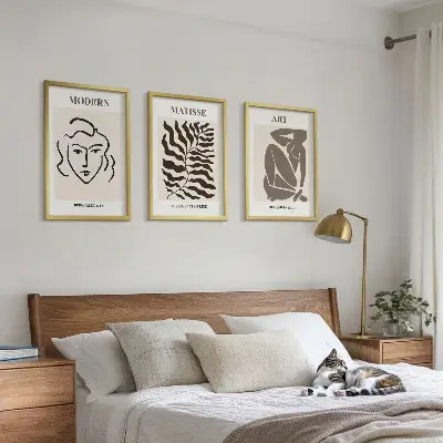 Nástenná galéria štýlová grafika s motívom čiar a postáv