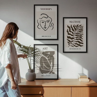 Nástenná galéria Štýlová grafika, čiary, postavy