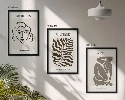 Nástenná galéria štýlová grafika s motívom čiar a postáv