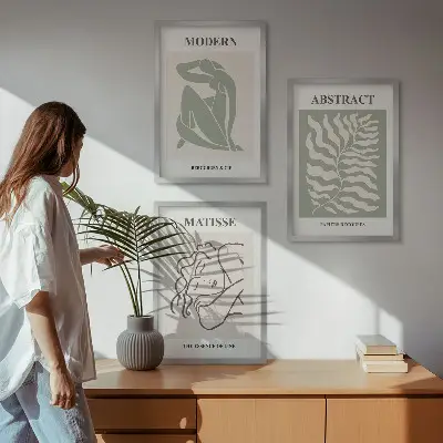Sada nástenných dekorácií štýlové zelené obrazy s postavami