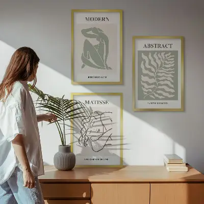 Sada nástenných dekorácií štýlové zelené obrazy s postavami