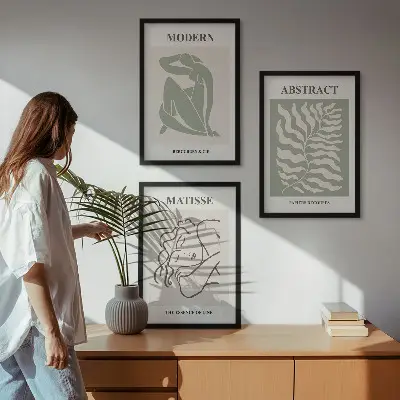 Sada nástenných dekorácií štýlové zelené obrazy s postavami