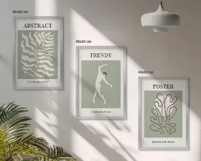 Sada nástenných dekorácií s motívom rastlinných vzorov v štýle Matisse