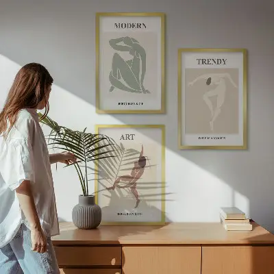 Sada nástenných dekorácií štýlové postavy v minimalistickom prevedení