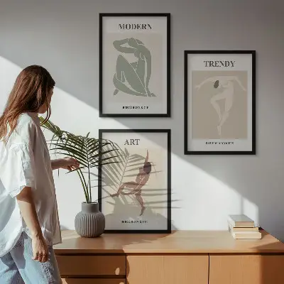 Sada nástenných dekorácií štýlové postavy v minimalistickom prevedení