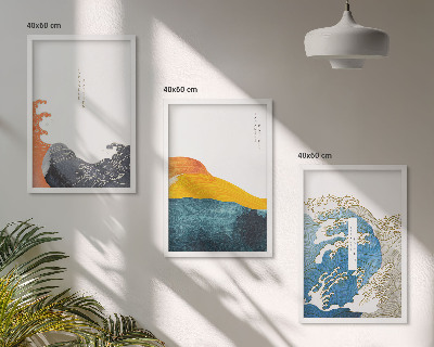 Sada nástenných dekorácií Vlny japonského grafického štýlu