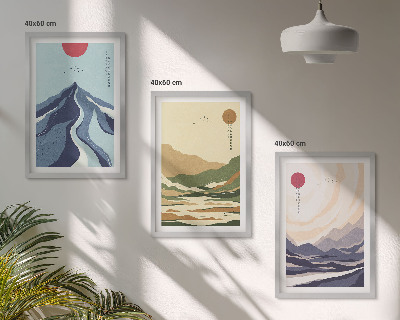 Sada nástenných dekorácií Pastelové hory v japonskom štýle