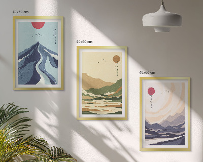 Sada nástenných dekorácií Pastelové hory v japonskom štýle
