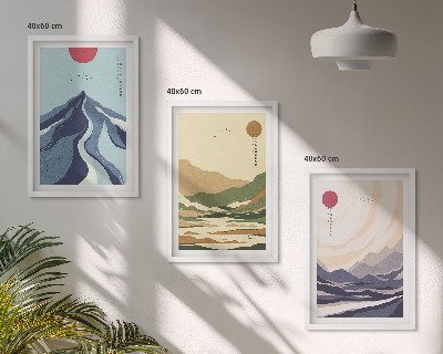 Sada nástenných dekorácií Pastelové hory v japonskom štýle