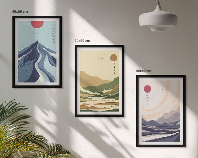 Sada nástenných dekorácií Pastelové hory v japonskom štýle