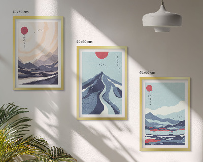 Sada nástenných dekorácií Abstraktné japonské hory