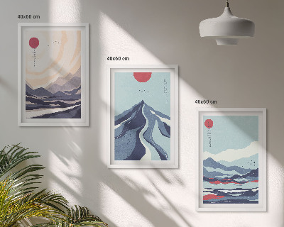 Sada nástenných dekorácií Abstraktné japonské hory