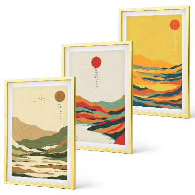 Nástenná galéria Farebné vzory hôr rieky Japandi