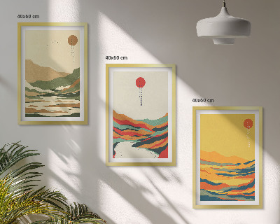Nástenná galéria Farebné vzory hôr rieky Japandi