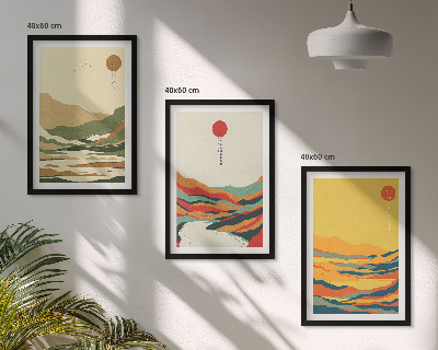 Nástenná galéria Farebné vzory hôr rieky Japandi
