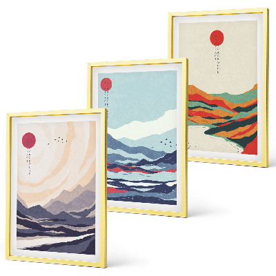 Sada nástenných dekorácií Japonské horské abstrakcie