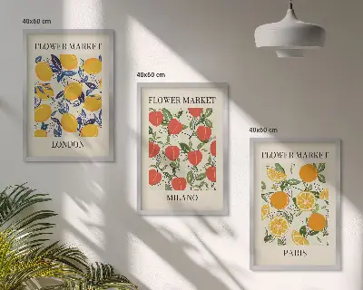 Sada nástenných dekorácií kvetinové plagáty s mestskou tematikou