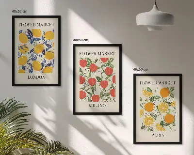 Sada nástenných dekorácií kvetinové plagáty s mestskou tematikou