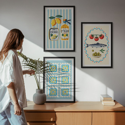 Nástenná galéria Ilustrácie kuchyne v stredomorskom štýle