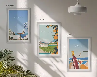 Sada nástenných dekorácií motív Amalfi, Positano a Capri