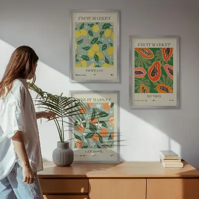 Sada nástenných dekorácií s motívom citrónov a papáje