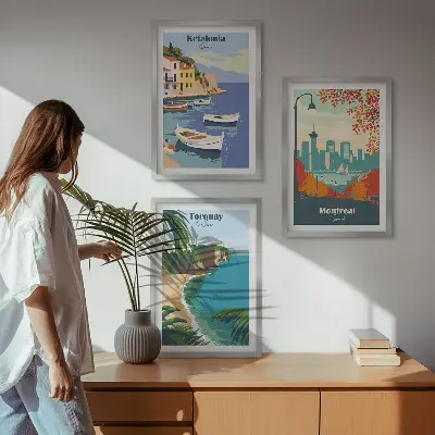 Nástenná galéria mestské scenérie z Grécka, Kanady a Austrálie