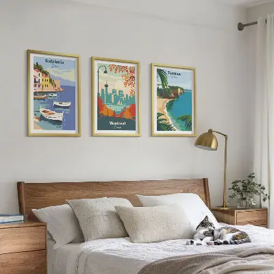 Nástenná galéria mestské scenérie z Grécka, Kanady a Austrálie