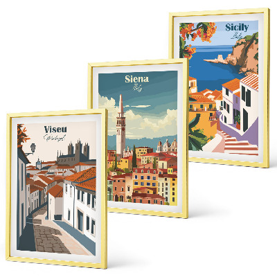 Sada nástenných dekorácií Retro ilustrácie svetových miest