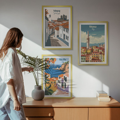 Sada nástenných dekorácií Retro ilustrácie svetových miest