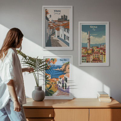 Sada nástenných dekorácií Retro ilustrácie svetových miest
