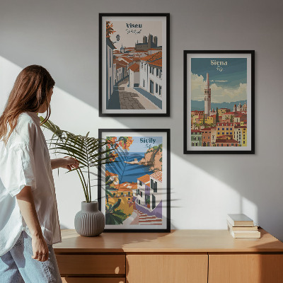 Sada nástenných dekorácií Retro ilustrácie svetových miest